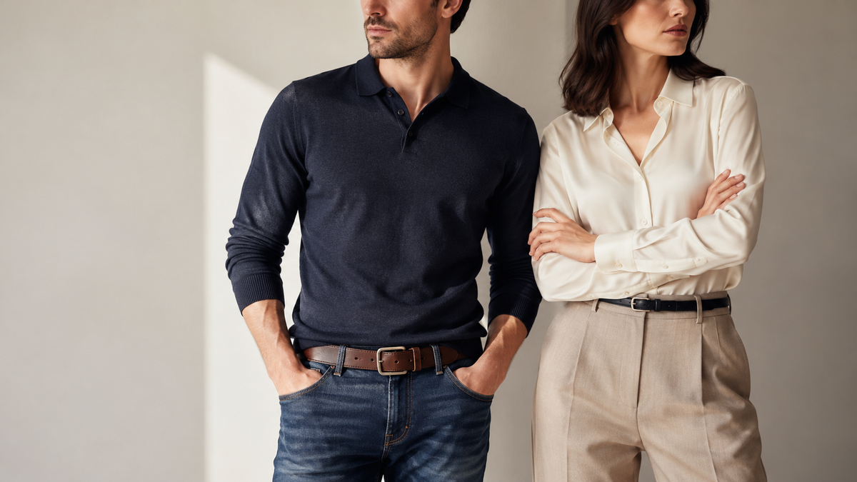 Cinto social e cinto casual masculinos lado a lado