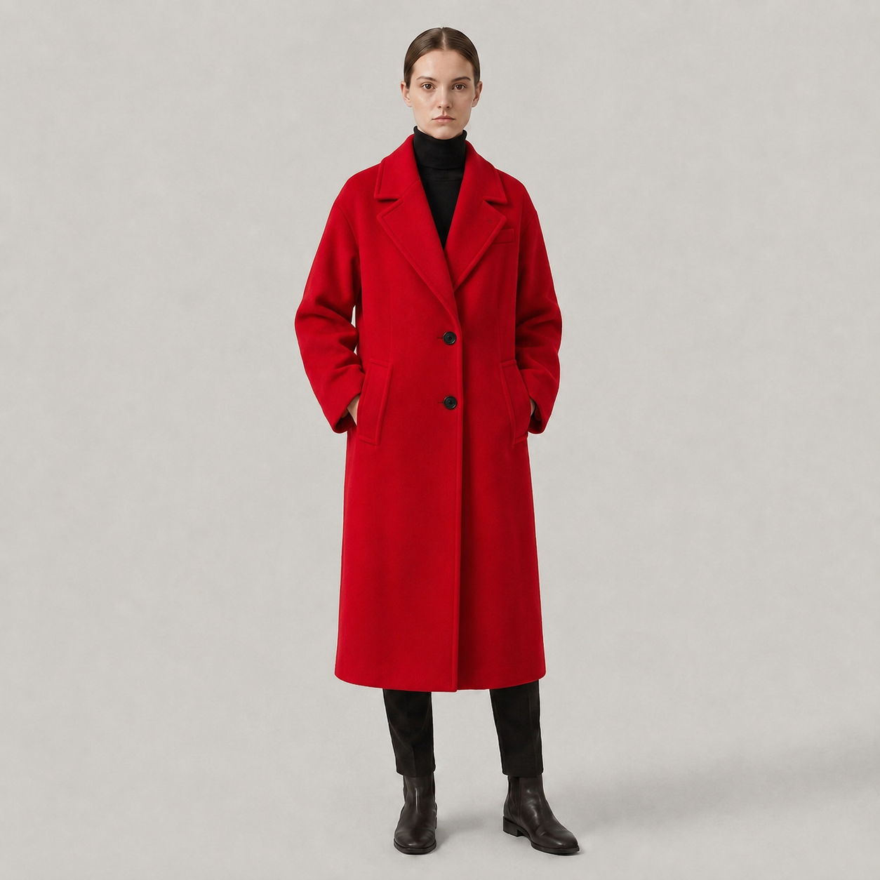 Sobretudo Vermelho Feminino Longo com Cinto | Zellum