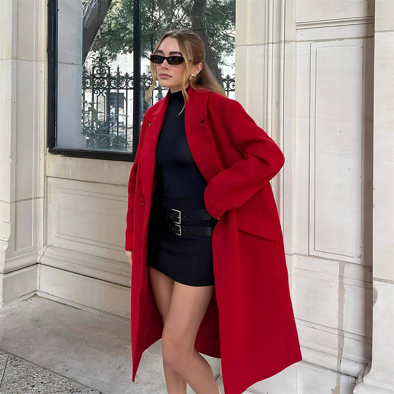 Sobretudo Feminino Longo Vermelho Elisa - Zellum