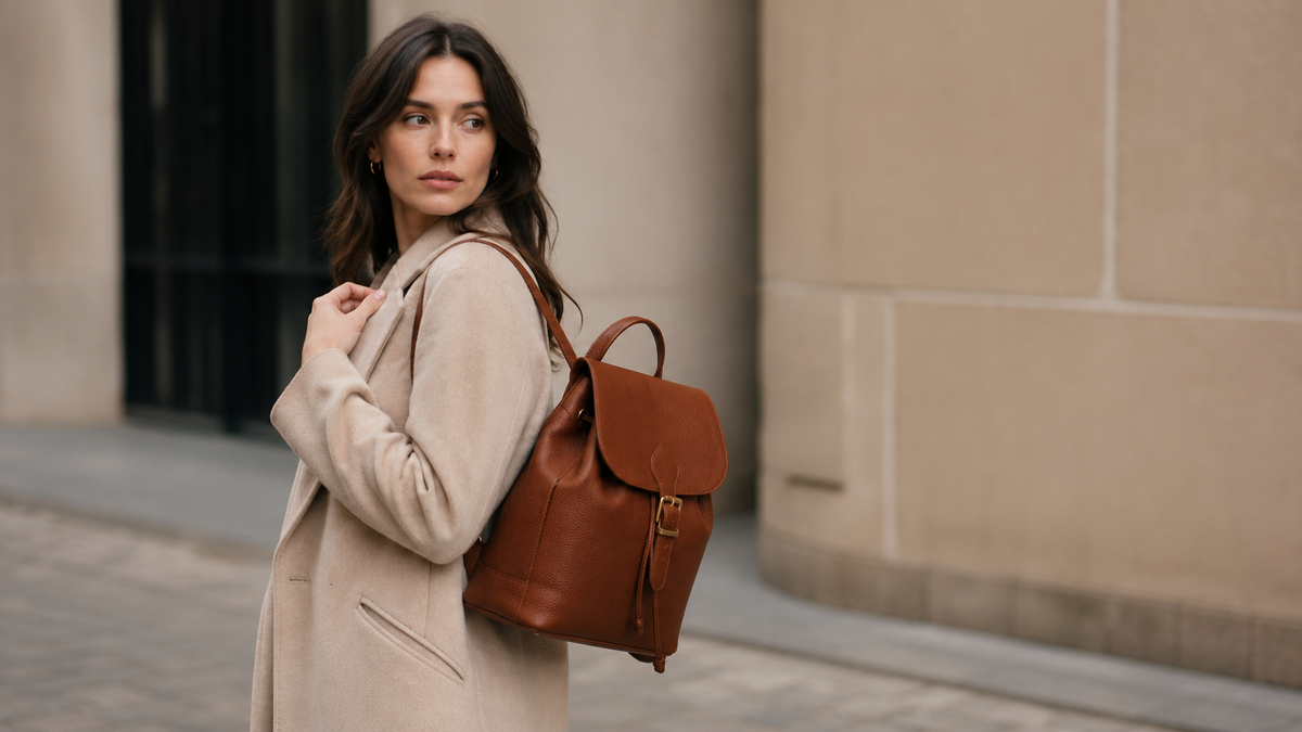 Mochila feminina em look urbano do dia a dia