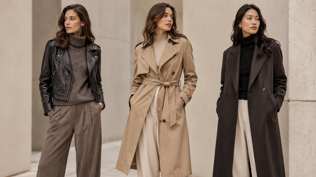 Mulher com casaco feminino elegante no inverno