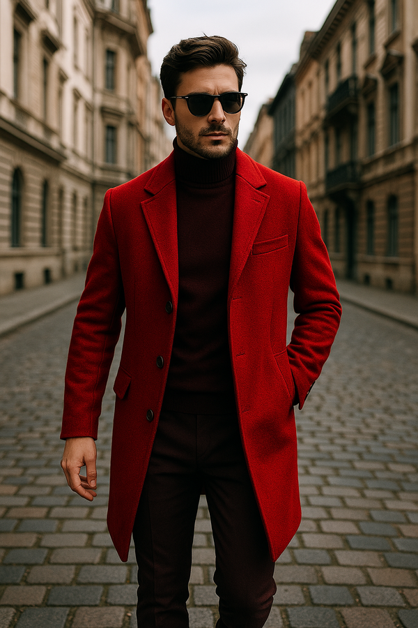 Sobretudo Masculino Vermelho: Visual Marcante com Confiança