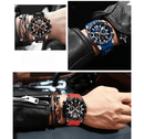 Relógios esportivos MiniFocus em preto, azul e vermelho com cronógrafo e pulseiras de silicone