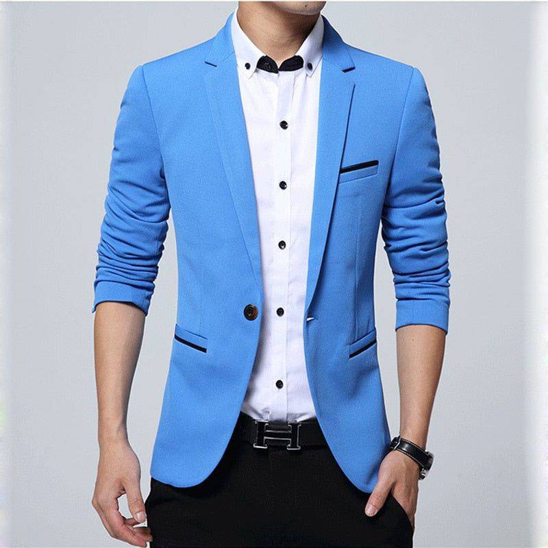Blazer Casual Masculino Slim Confort em tecido leve e cinza.
