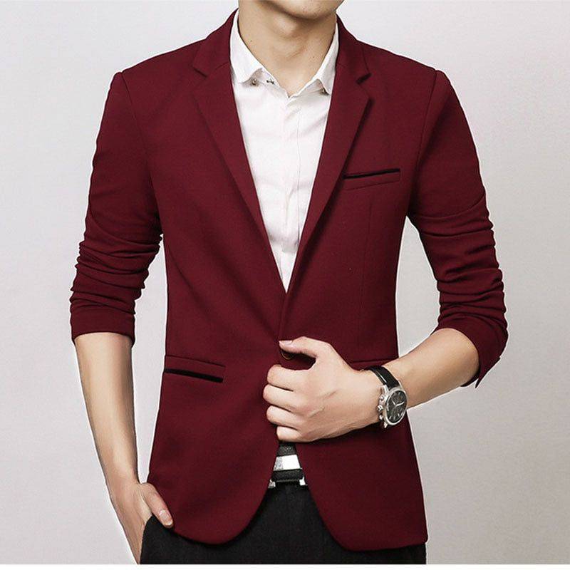 Blazer Casual Masculino Slim Confort em tom neutro.