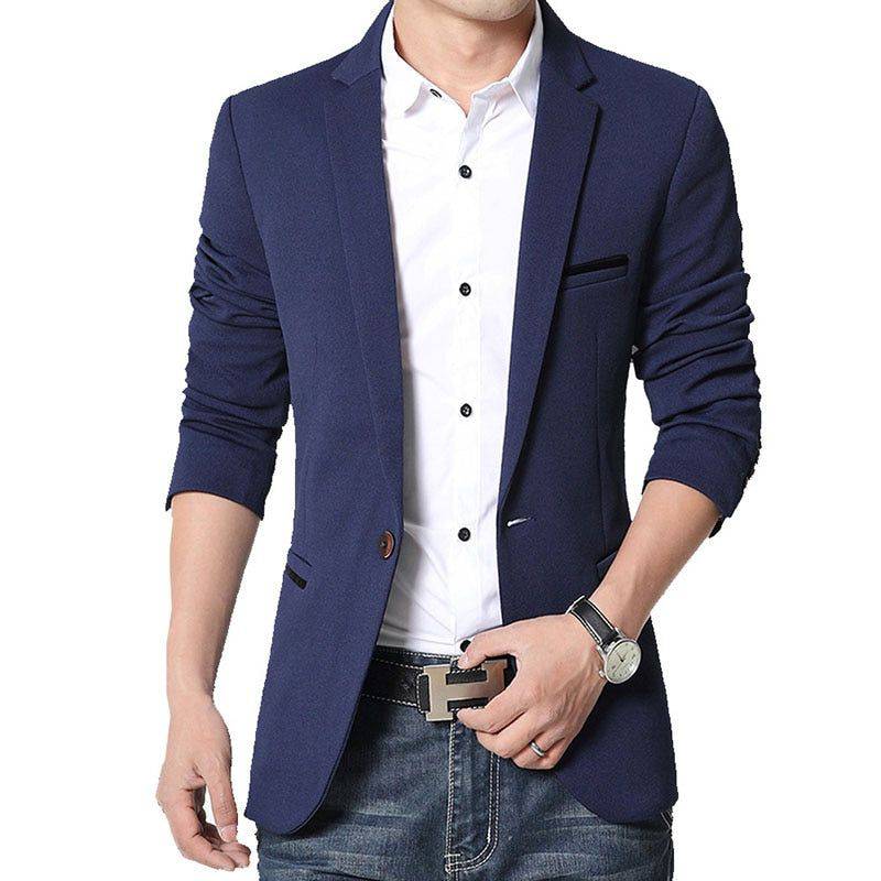 Blazer Casual Masculino Slim Confort em tom neutro e elegante.