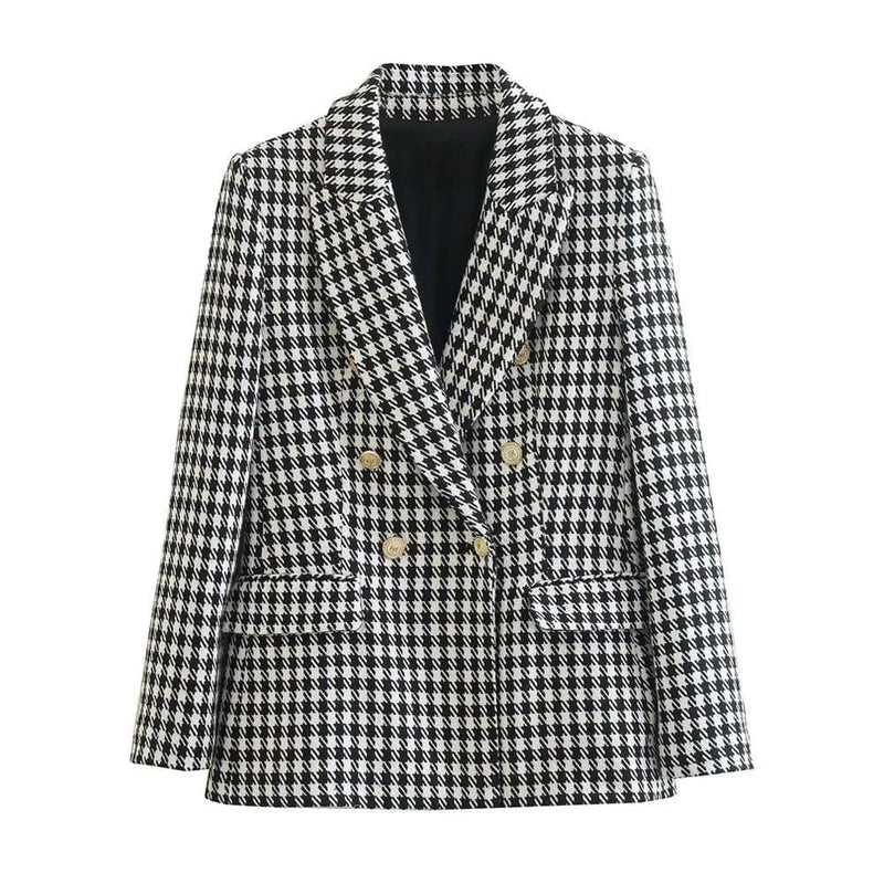 Blazer feminino de alfaiataria Elysium em tom neutro.