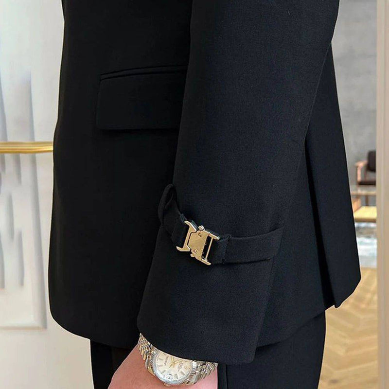 Blazer masculino preto slim gentleman em tecido de alta qualidade.