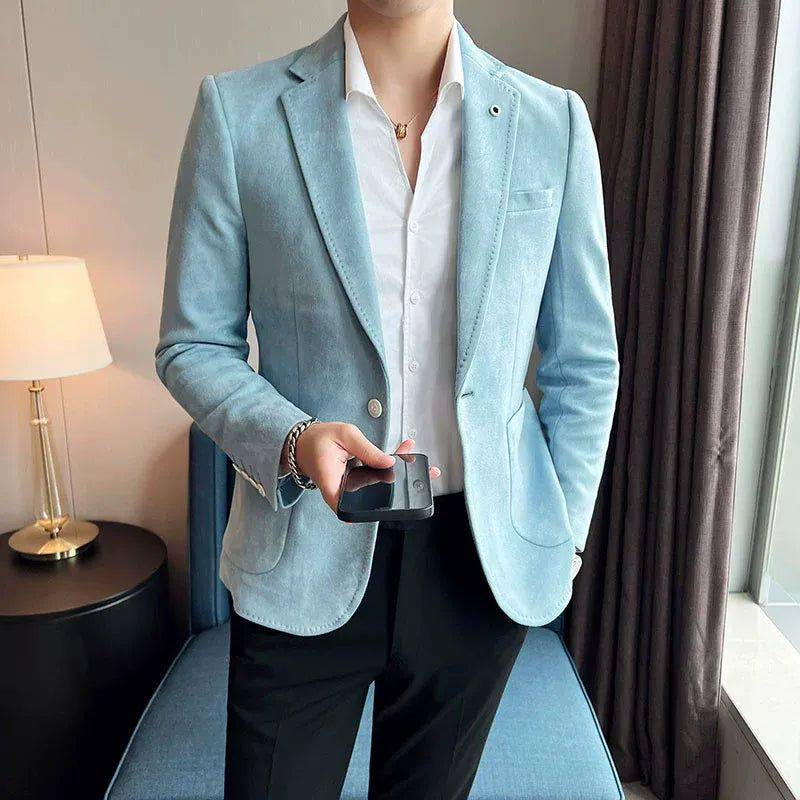Blazer Masculino Slim Casual Com 1 Botão Azul Ceú - Zellum