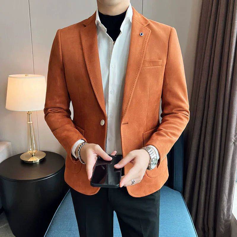 Blazer Masculino Slim Casual Com 1 Botão Caramelo - Zellum