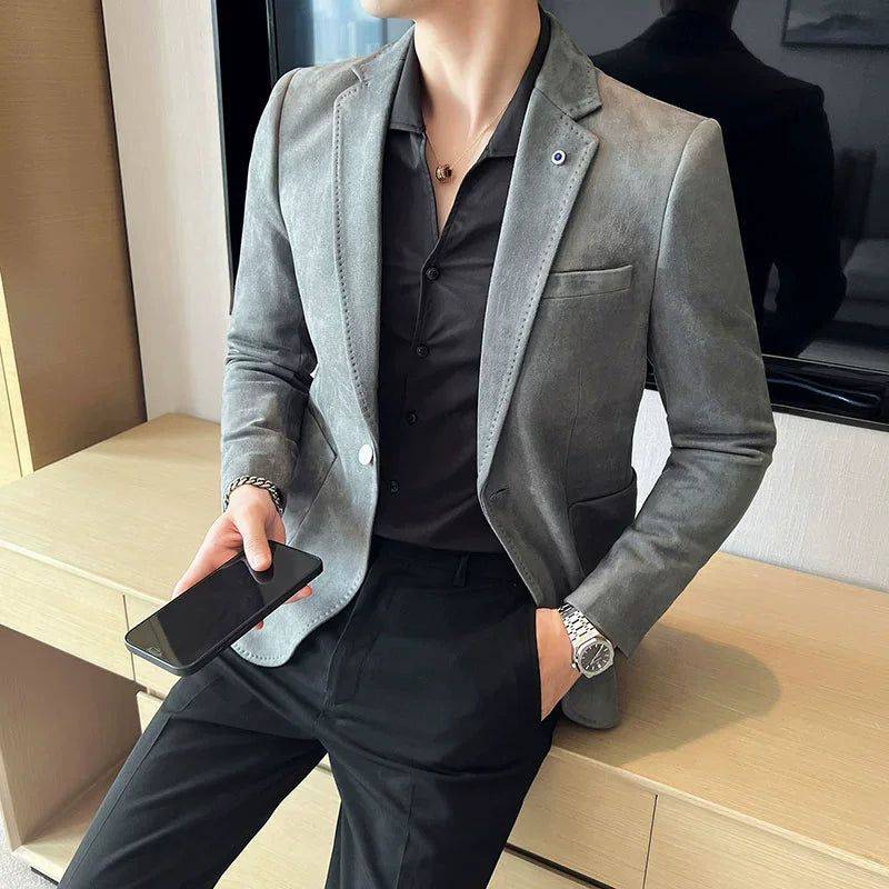Blazer Masculino Slim Casual Com 1 Botão Cinza - Zellum