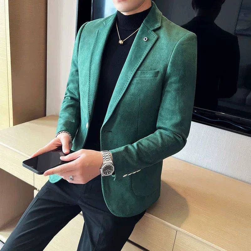 Blazer Masculino Slim Casual Com 1 Botão Verde - Zellum