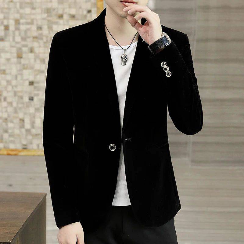 Alt text: Blazer Masculino Slim em Viscose Azul Marinho, Elegante e Confortável.