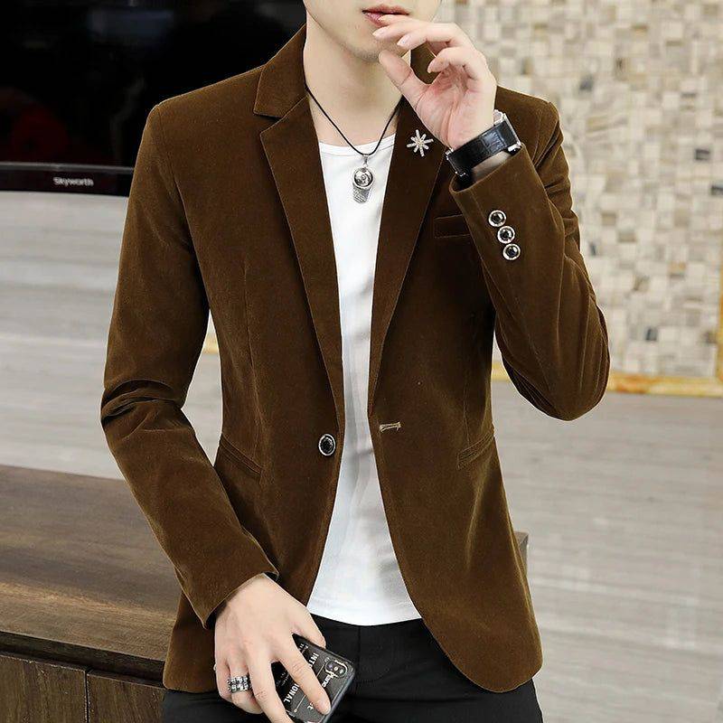 Blazer masculino slim preto em viscose elegante e moderno.