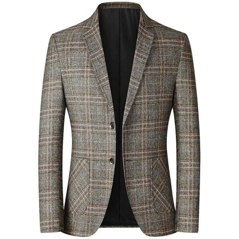 Blazer Masculino Slim Outono em tom neutro e elegante.