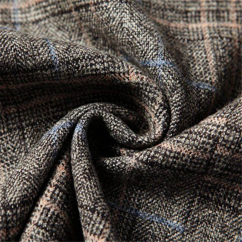Blazer masculino slim outono em tom escuro de algodão.