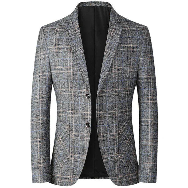 Blazer Masculino Slim Outono em tom de azul marinho.