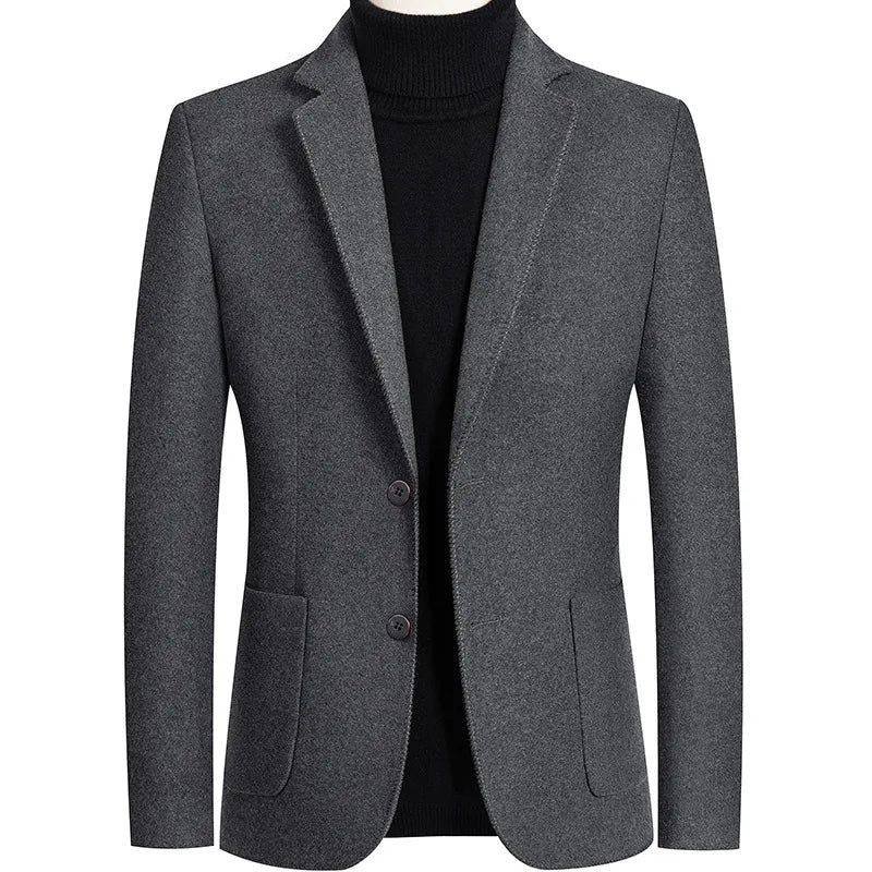 Blazer masculino slim preto em tecido vanguard.
