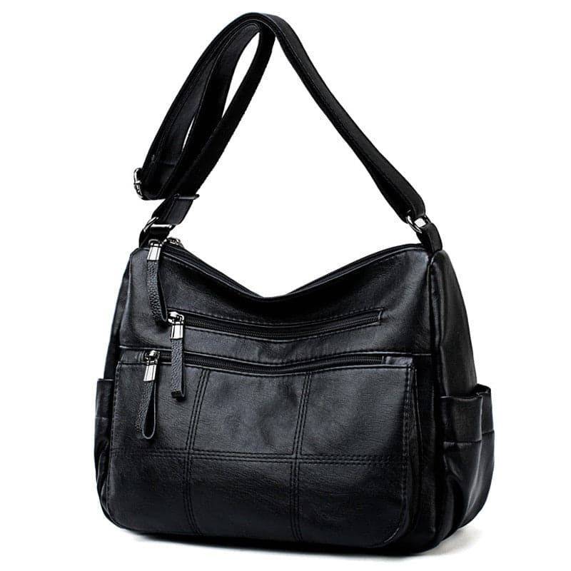"Bolsa feminina de couro preto elegante da marca Loox."