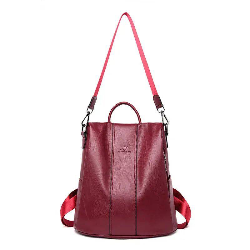 Bolsa Mochila Feminina Antifurto de Couro - Zellum