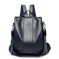 Bolsa Mochila Feminina Antifurto de Couro Azul - Zellum