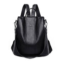 Bolsa Mochila Feminina Antifurto de Couro Preto - Zellum