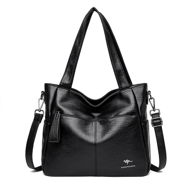 Alt text: Bolsa Tote de Couro Feminina Lara em tom neutro.