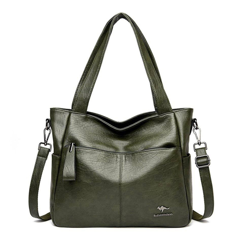 Alt text: Bolsa Tote de Couro Feminina Lara em tom neutro.