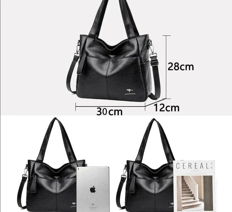 "Bolsa Tote de Couro Feminina Lara em tom neutro."