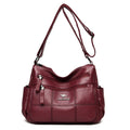 Bolsa Tiracolo de Couro Feminina com Alça Regulável Vermelho vinho - Zellum