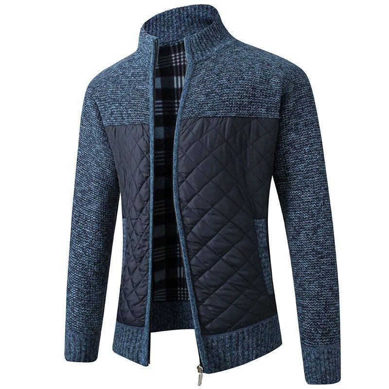 Cardigan Masculino Para Inverno com Acabamento em Algodão Azul - Zellum