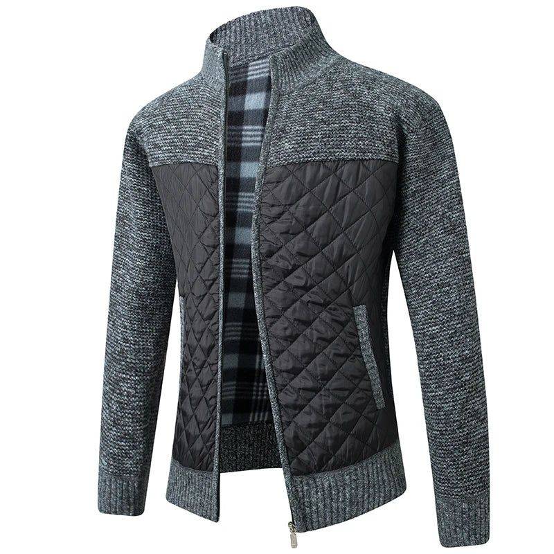 Cardigan Masculino Para Inverno com Acabamento em Algodão Cinza Escuro - Zellum