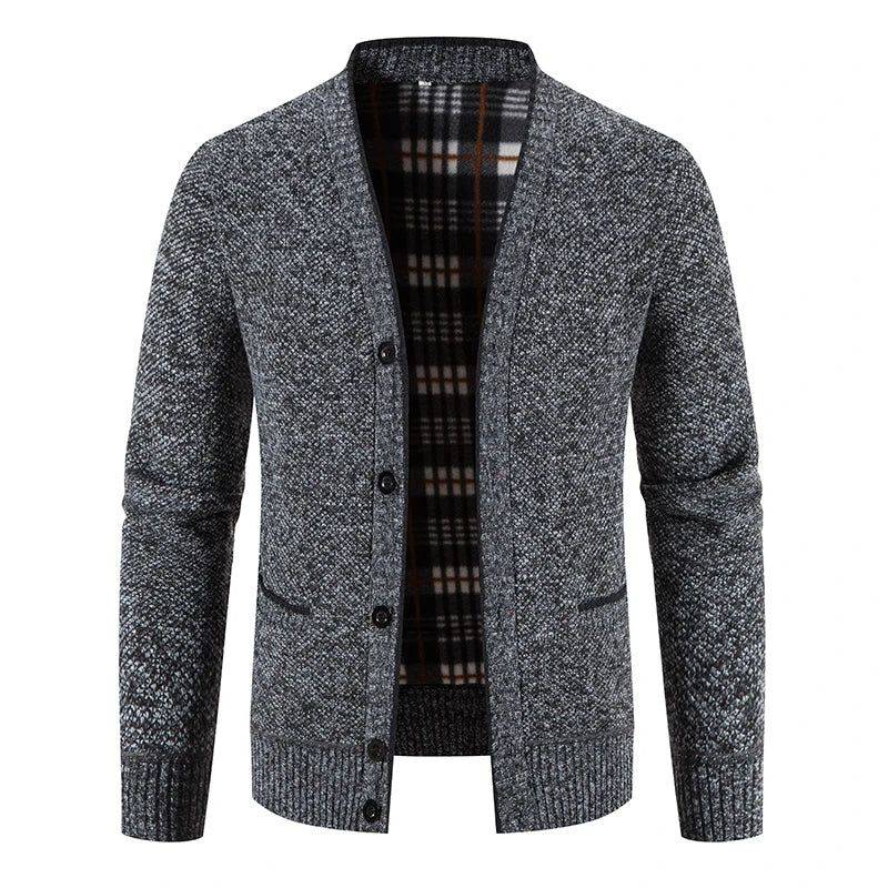 Cardigan Masculino de Algodão Sweater Cinza Escuro - Zellum