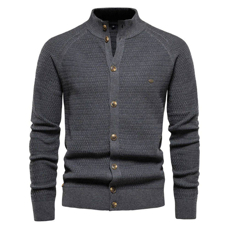 Cardigan Masculino de Algodão com Fechamento em Botões Cinza - Zellum