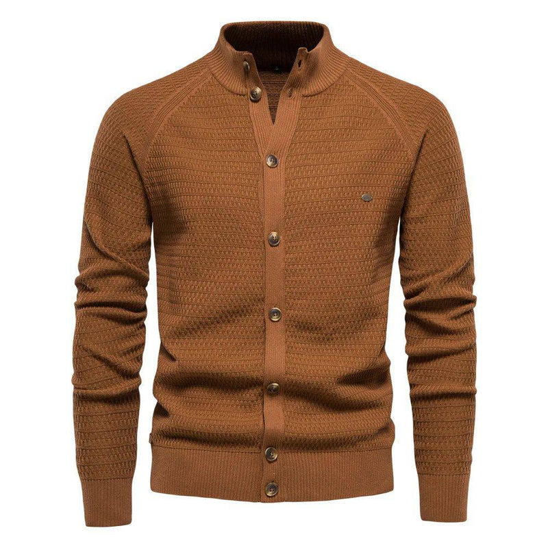 Cardigan Masculino de Algodão com Fechamento em Botões Chocolate - Zellum
