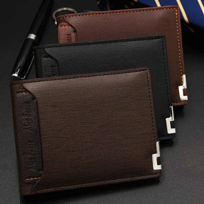 Alt text: Carteira de couro masculina executiva marrom elegante e sofisticada.