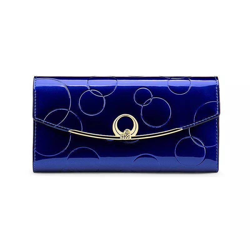 Carteira Feminina De Couro Genuíno de Luxo Azul - Zellum