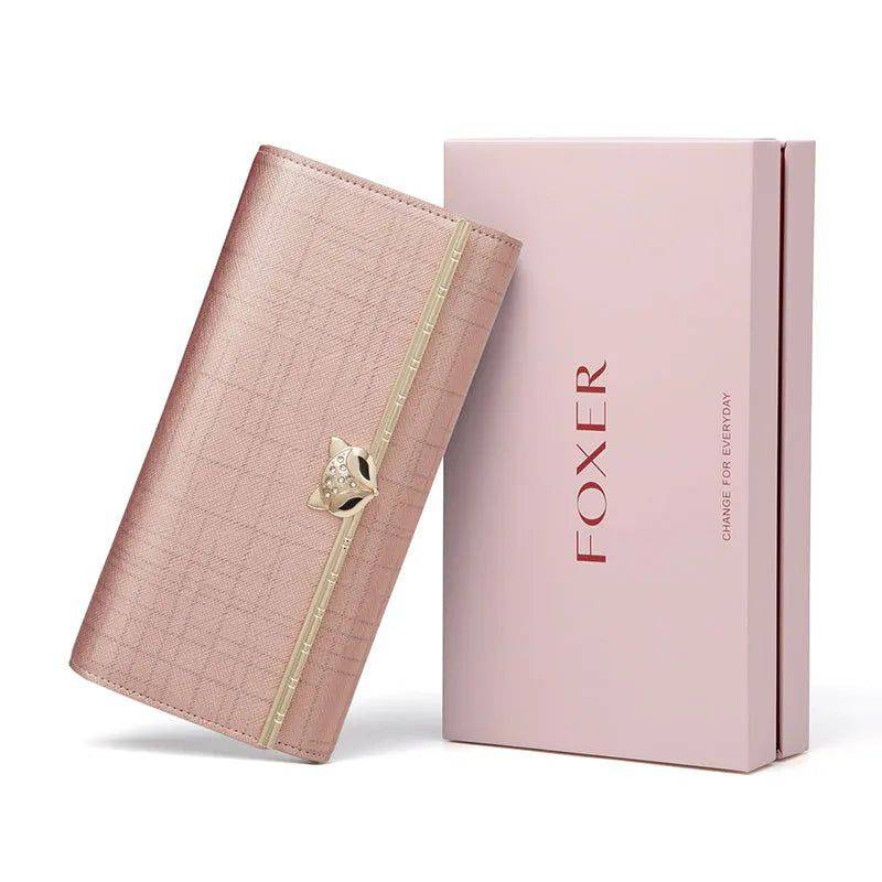 Carteira Feminina de Luxo Feita em Couro Genuíno Rosa Couro Genuíno - Zellum