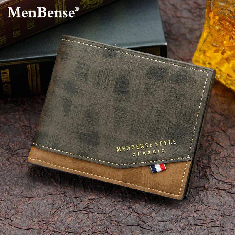 "Carteira masculina de couro clássica marrom da MenBense."