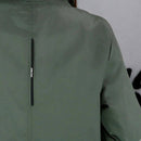 Costas de casaco feminino inverno verde militar com bolso zíper preto