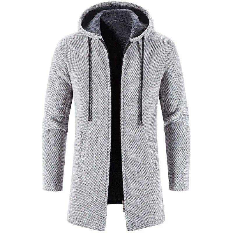 Casaco Masculino para Frio Com Capuz em Algodão Cinza Claro - Zellum