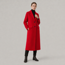 Sobretudo Feminino Longo Vermelho de Alfaiataria