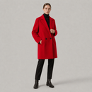 Sobretudo Feminino Longo Vermelho de Lã
