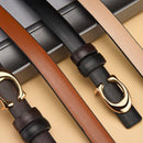 Cintos de couro feminino em diferentes cores com fivelas douradas