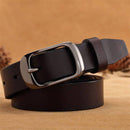 Cinto de couro feminino marrom com fivela de inox.