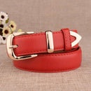 Cinto de couro vermelho com fivela em tom ouro