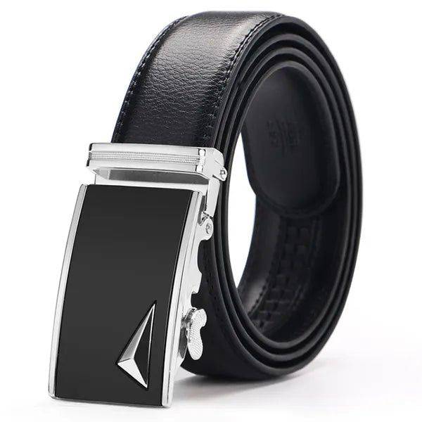 Cinto de Couro Masculino Max Preto Prata - Zellum