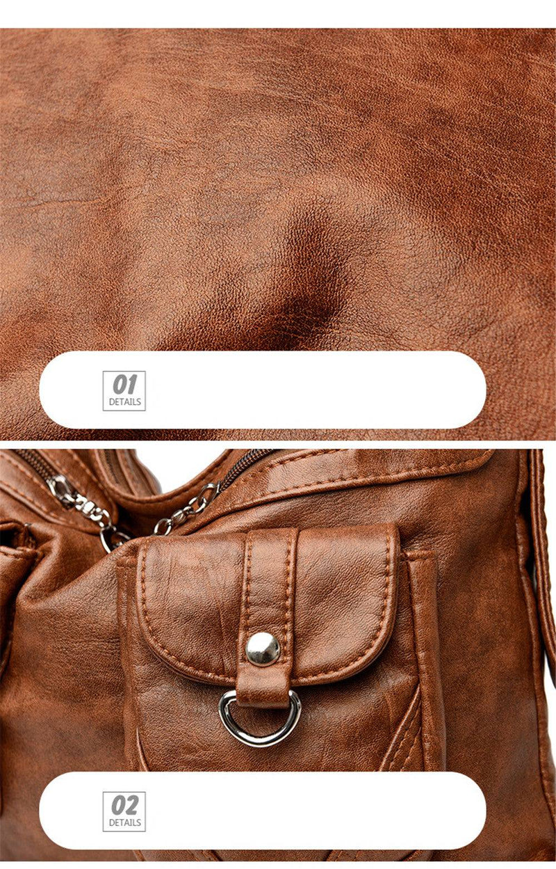 Alt text: Bolsa feminina de couro genuíno na cor preta elegante.