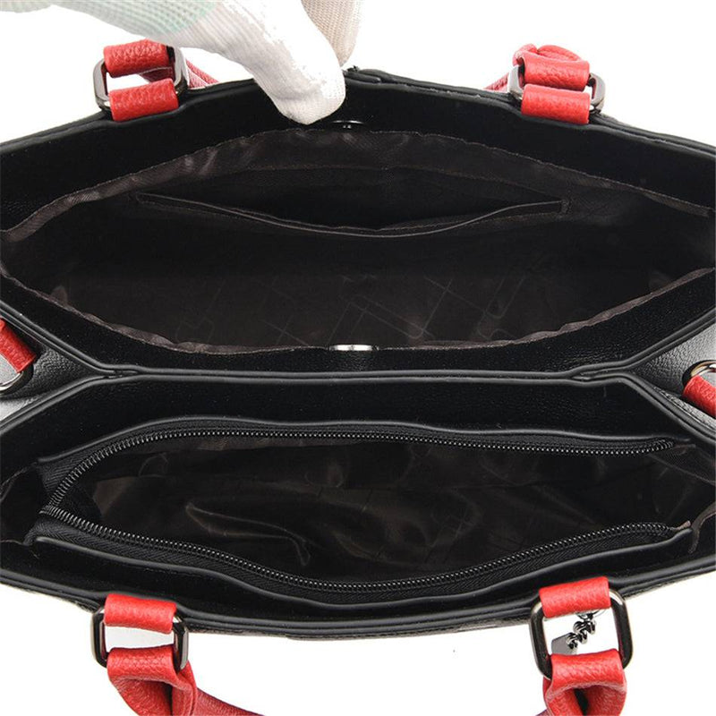 Alt text: Bolsa feminina de couro preta da marca Fiori Class.