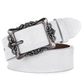 Cinto de Couro Genuíno Feminino Marrom com Fivela Vintage.